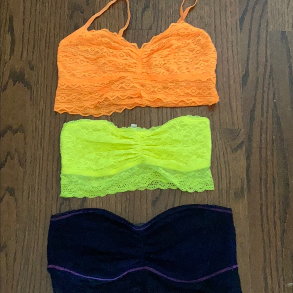 LOT of 3 lace bralettes neon